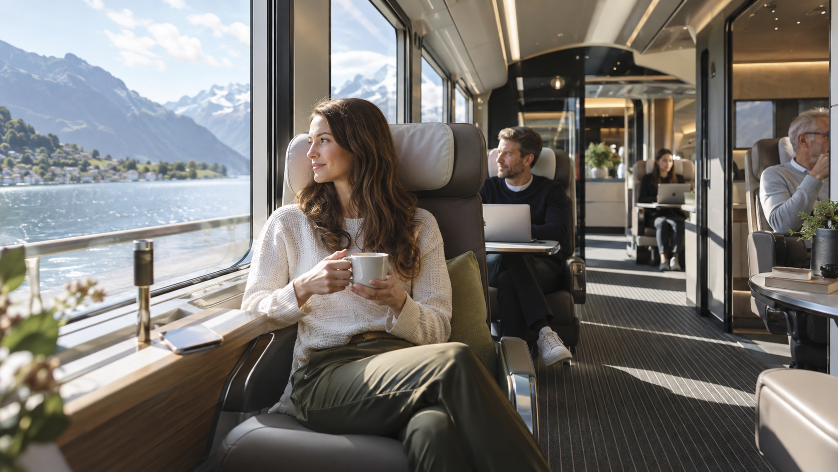 Premium rail interior with scenic windows